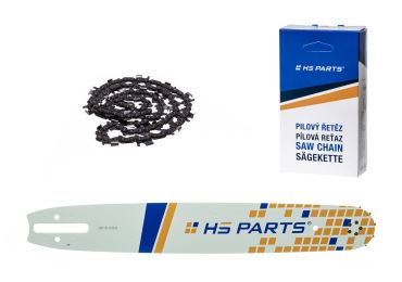 HS PARTS vodící lišta 16" (40 cm) 3/8" .063" (1,6 mm) + pilový řetěz 60 článků kulatý zub pro výrobu fošen a prken vhodné Stihl MS360 MS361 MS362 MS440 MS441 MS660